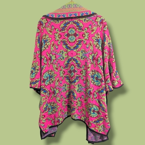 Anthropologie Freeway Colorful Oversized Sweater Cardigan Cape Maximalist Retro - Picture 2 of 14